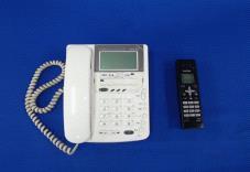 電話機・ファックス機の例として電話機とコードレス電話の子機が並べられている写真