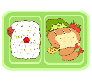 揚げ物を中心としてお弁当の画像