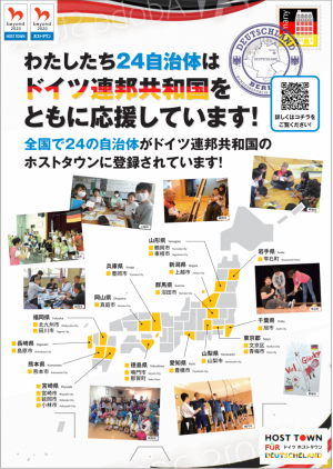 日本列島のシルエットと様々なイベント写真が掲載されたドイツ応援ポスター